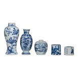 A collection of Chinese blue and white ware, Kangxi period and later, some with a signed text, talle