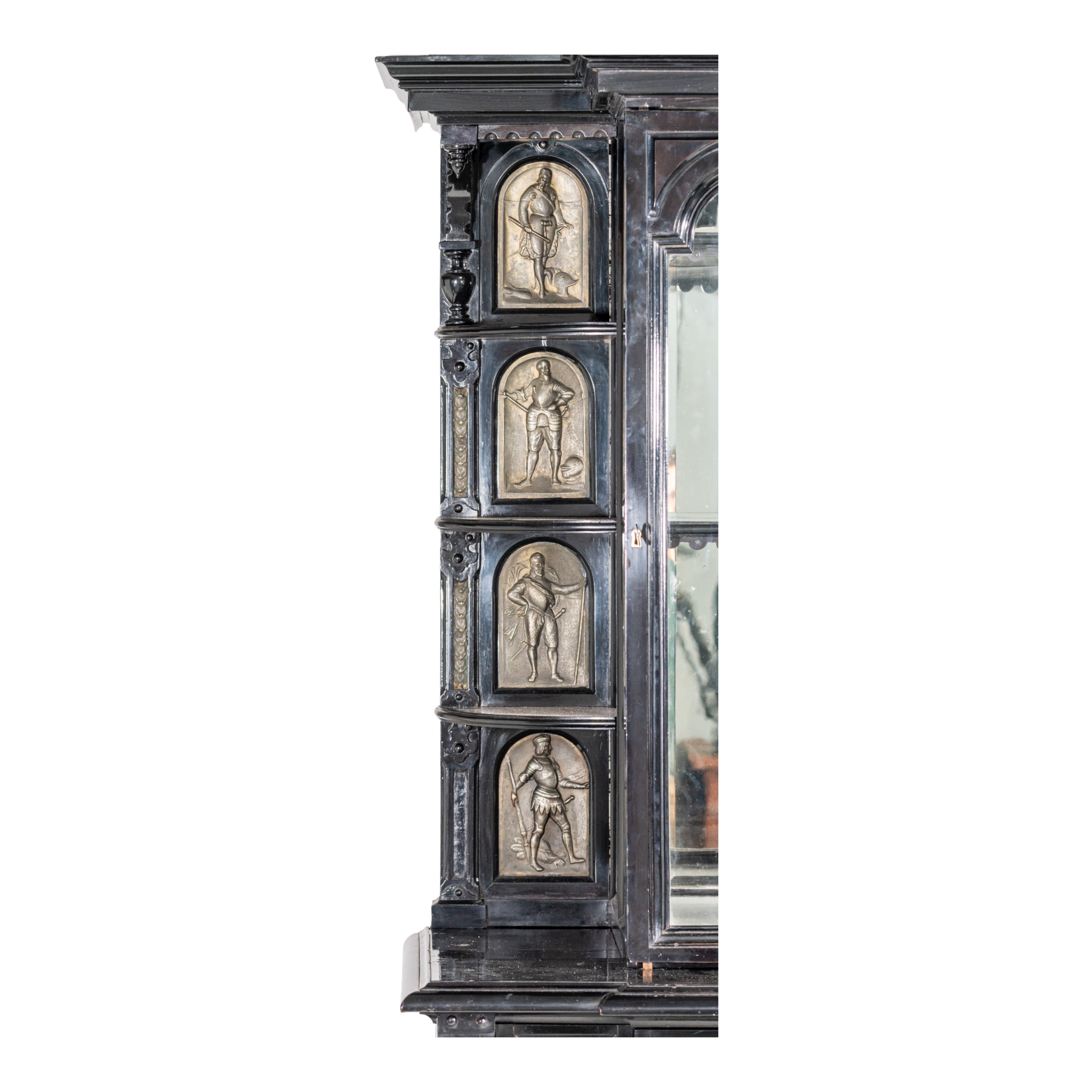 A Napoleon III ebonised display cabinet, H 205 - W 107 - D 58 cm - Image 7 of 9