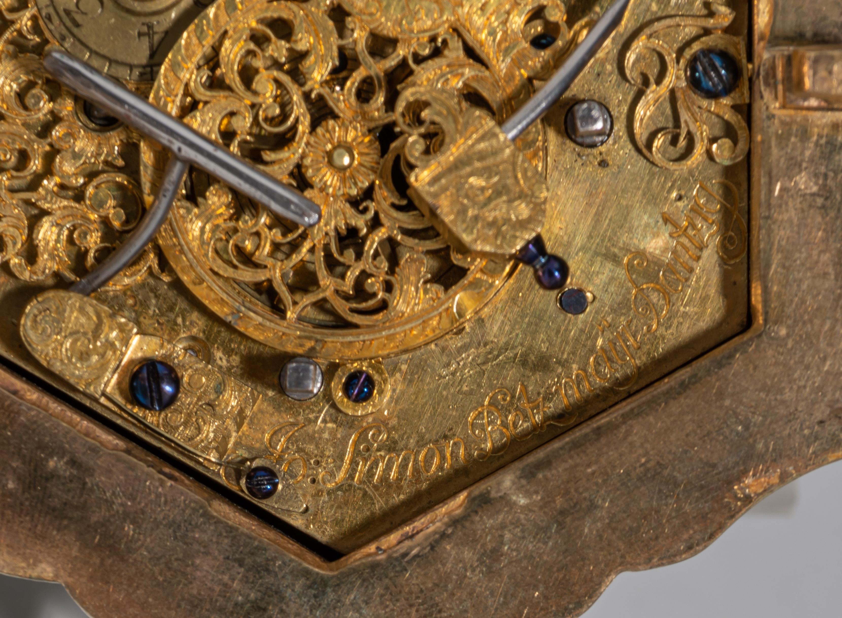 An important table clock with hour repeater and alarm, by Johan Simon Betzamyr, Danzig, ca. 1750, H - Image 2 of 27