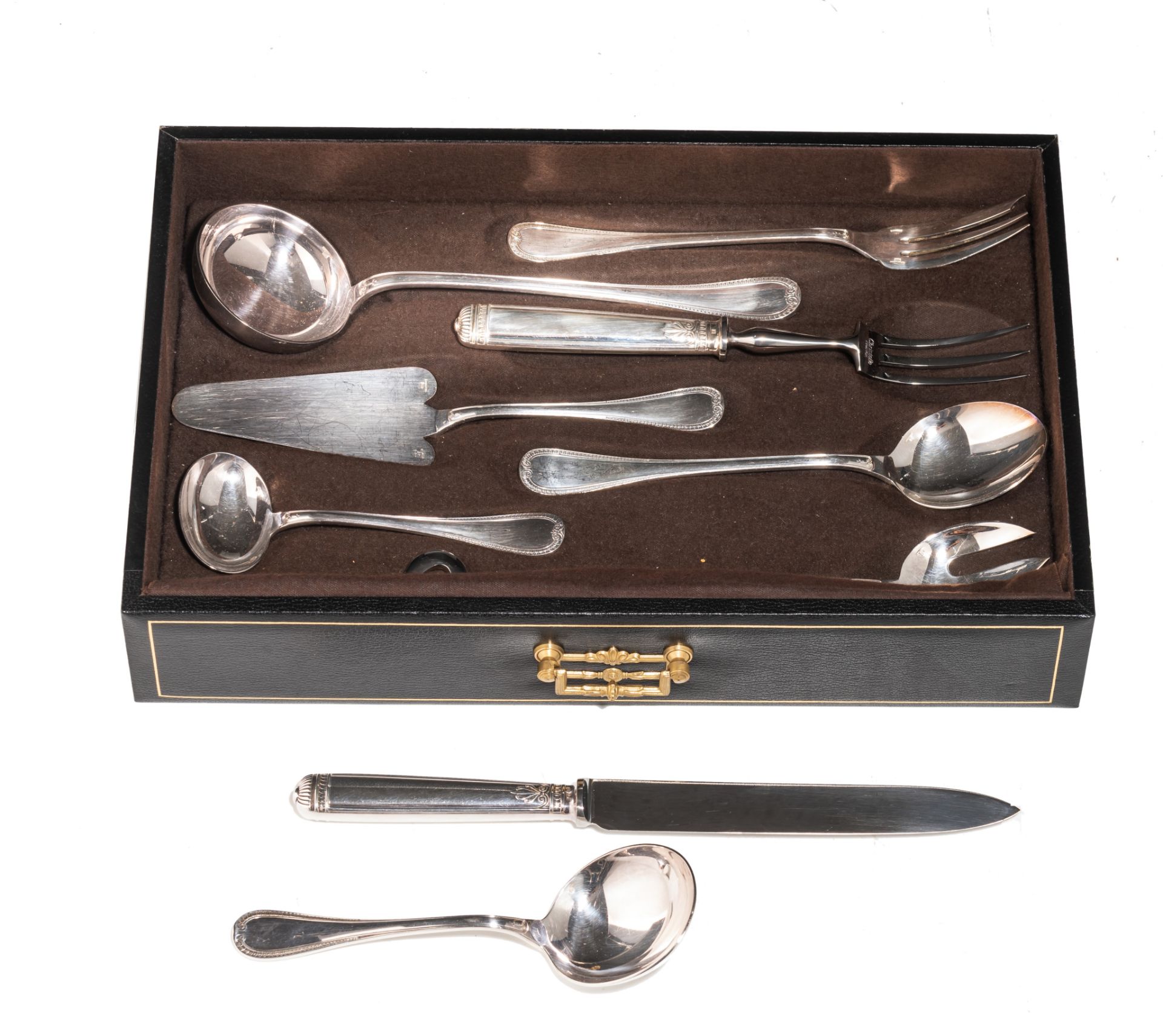 A twelve-person silver plated cutlery set by Christofle - France, model Malmaison - Bild 4 aus 8