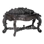 An Anglo-Indian, very richly carved exotic hardwood console table, H 99 - W 160 - D 60 cm