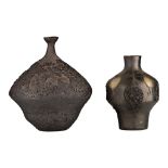 Two vintage ceramic vases, attributed to Perginem or Amphora, Bruges, H 25 - 32 cm