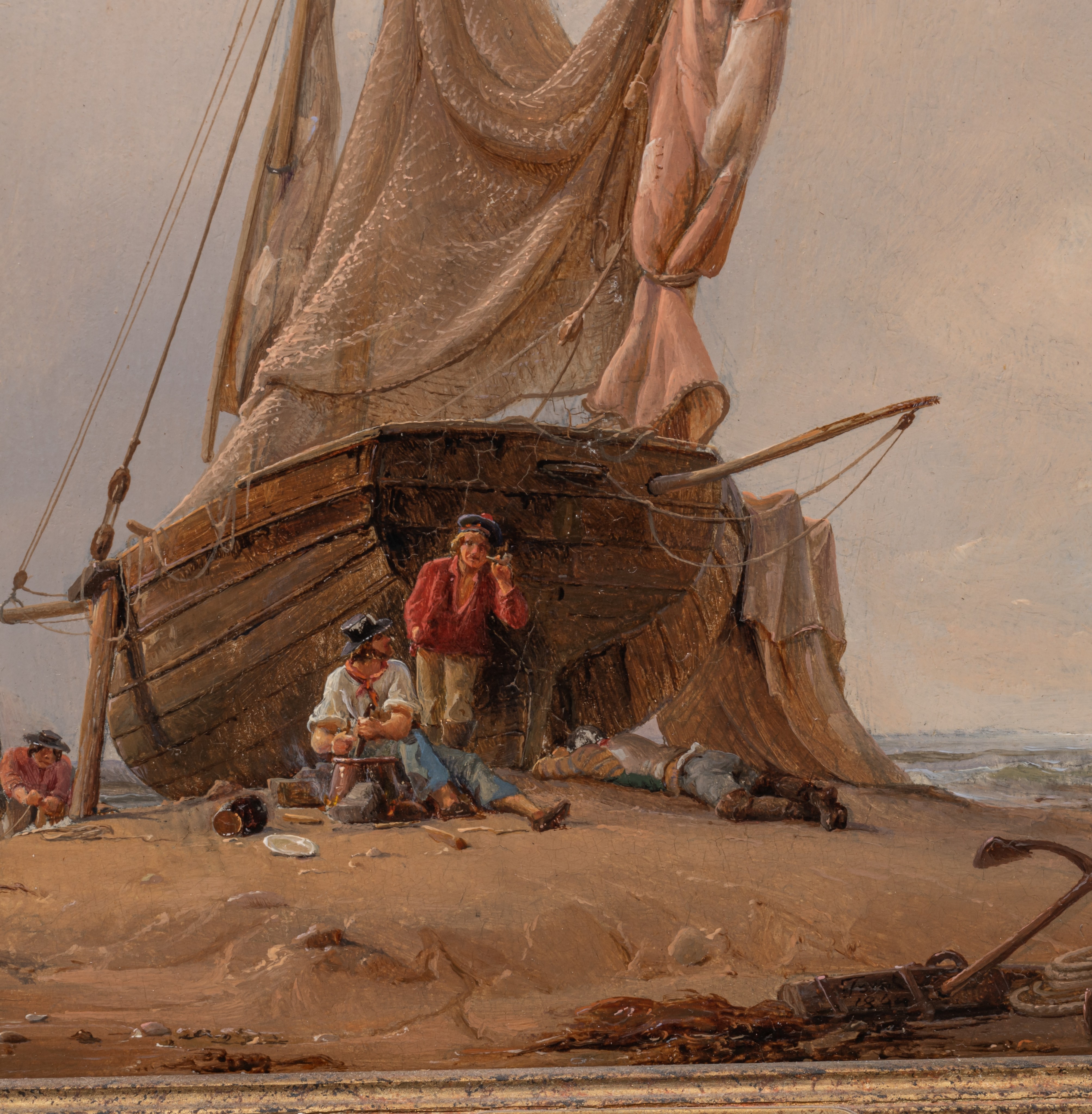 Jacob Jacobs (1812-1879), after the fishing, 1844, oil on panel, 27 x 28,5 cm - Image 5 of 6