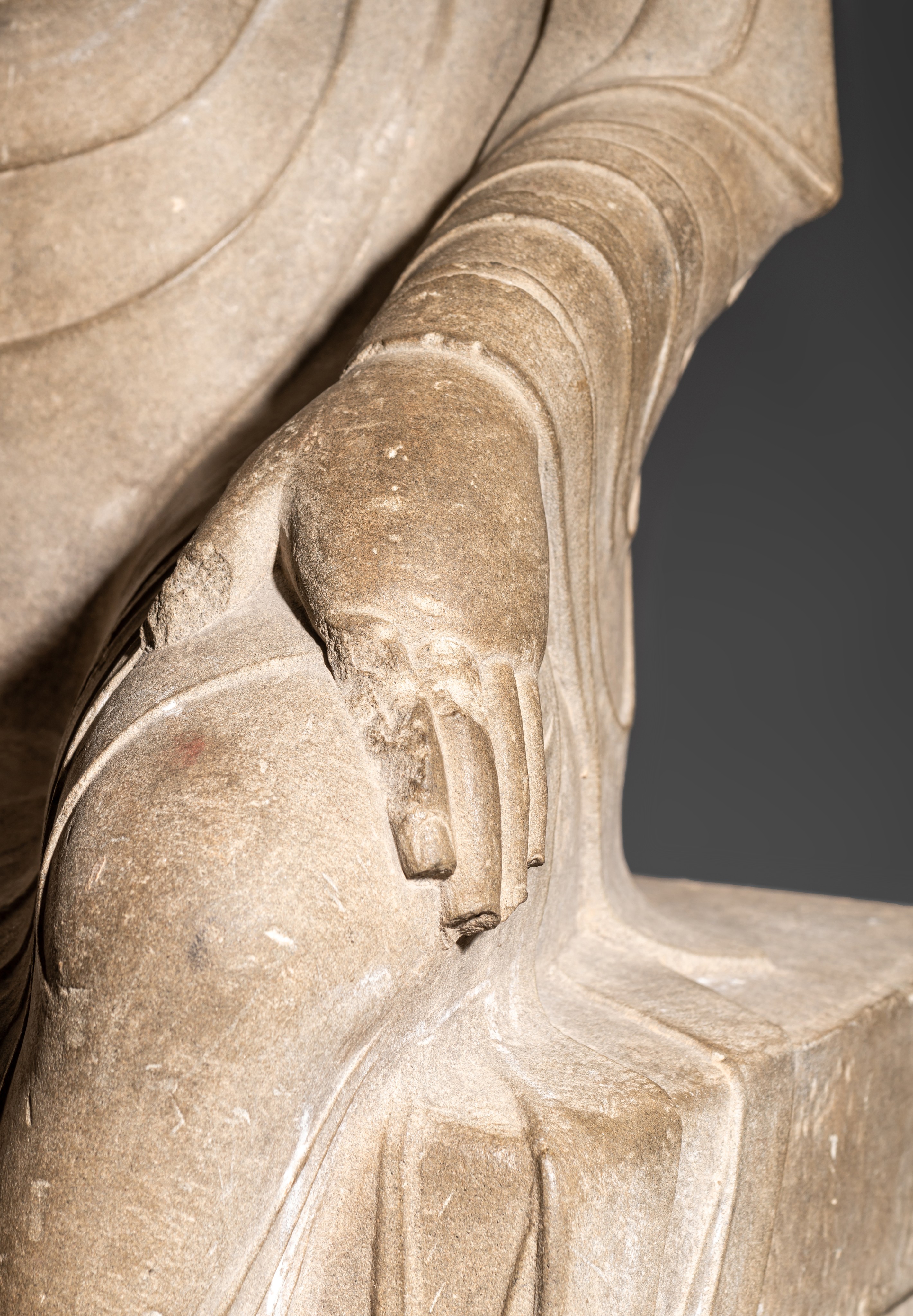 PREMIUM LOT - Full registration and deposit is needed. A Chinese grey limestone figure of a seated - Image 12 of 15