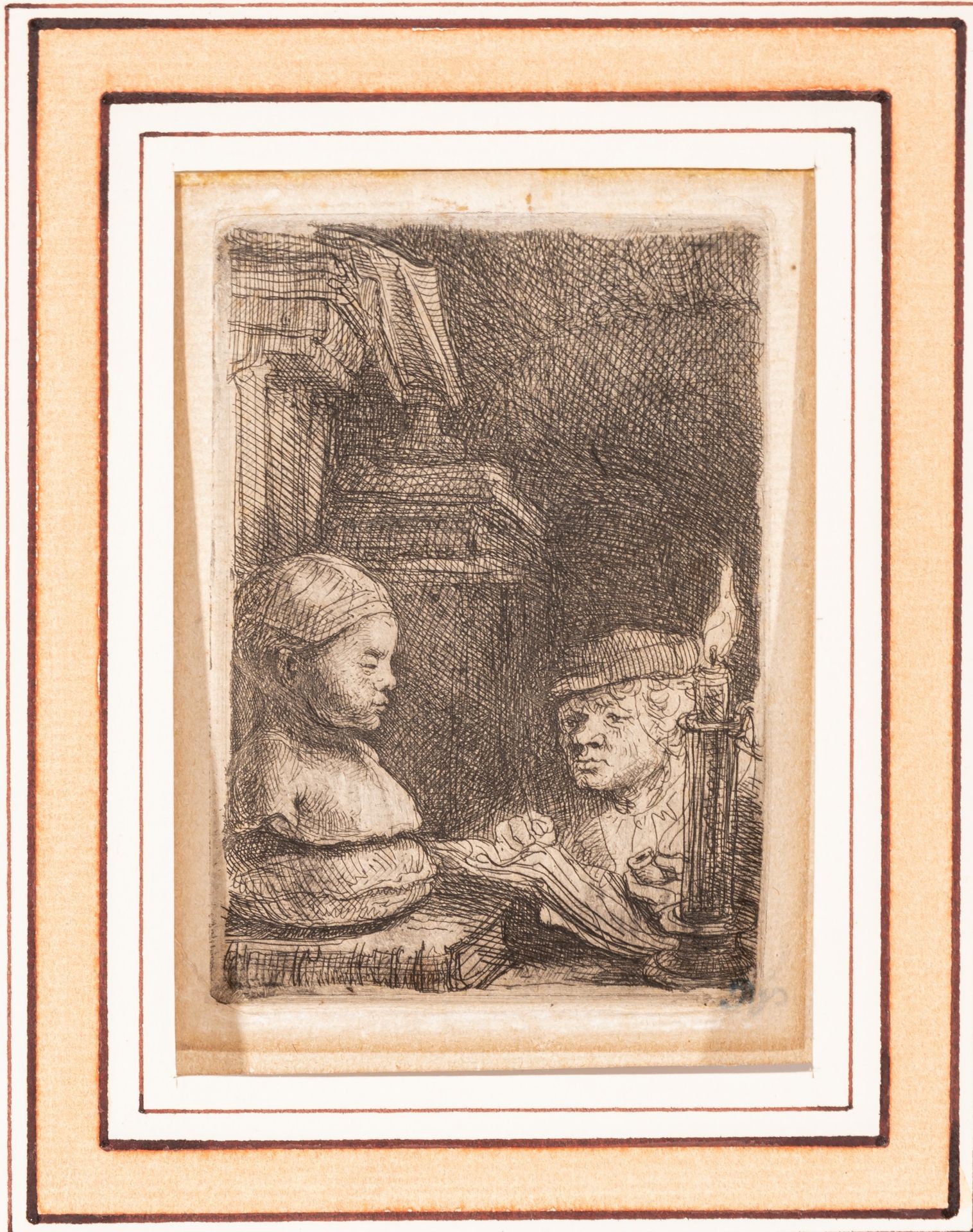 Rembrandt Harmensz. van Rijn (1606-1669), man drawing from a cast, created ca. 1641, etching, 64 x - Image 4 of 5