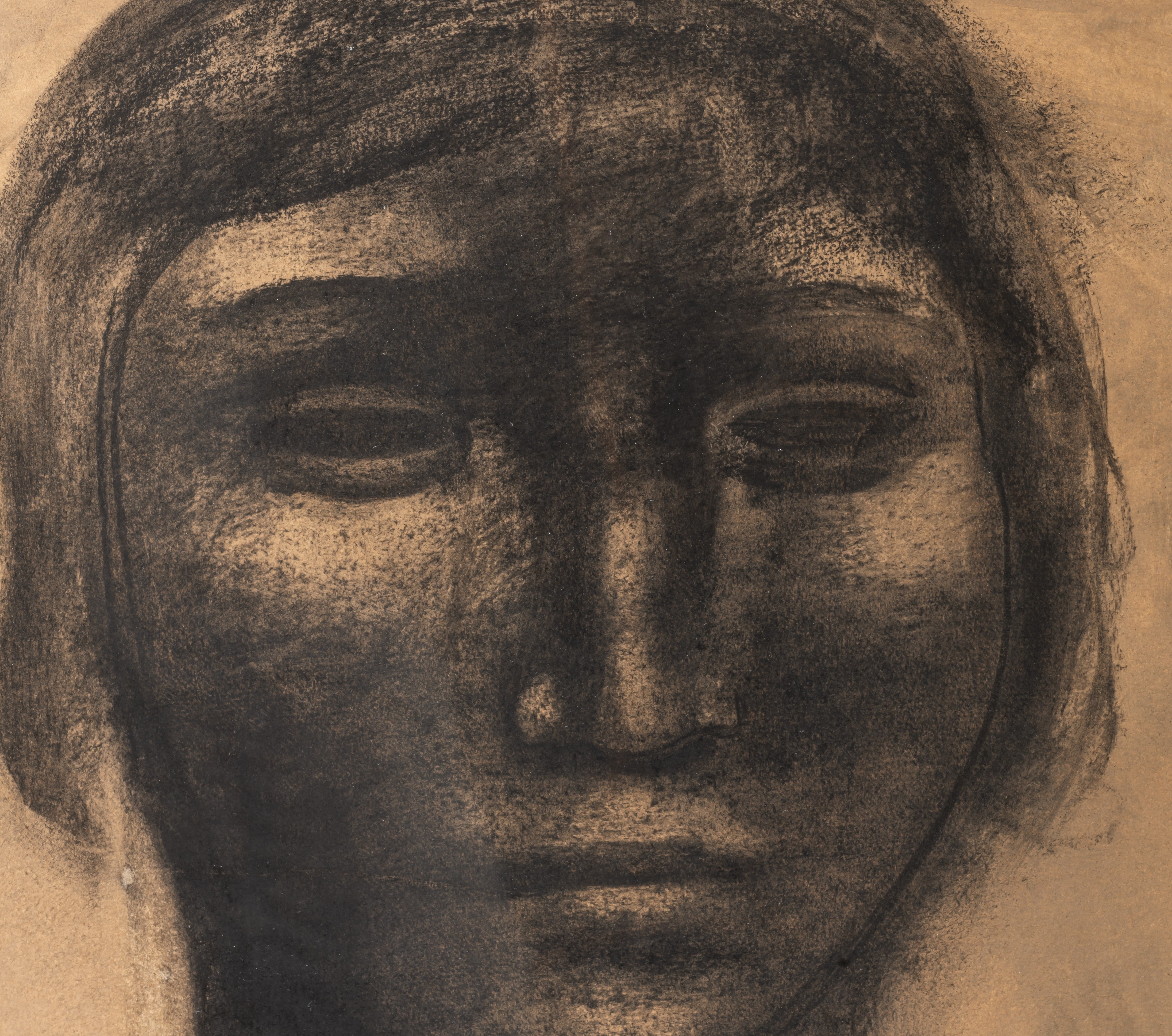 Julien Van Vlasselaer (1907-1982), female head, charcoal and watercolour, 33 x 42 cm - Image 5 of 5