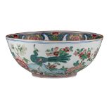 A large Chinese famille rose copy porcelain bowl by Samson, H 12 - ø 29,5 cm