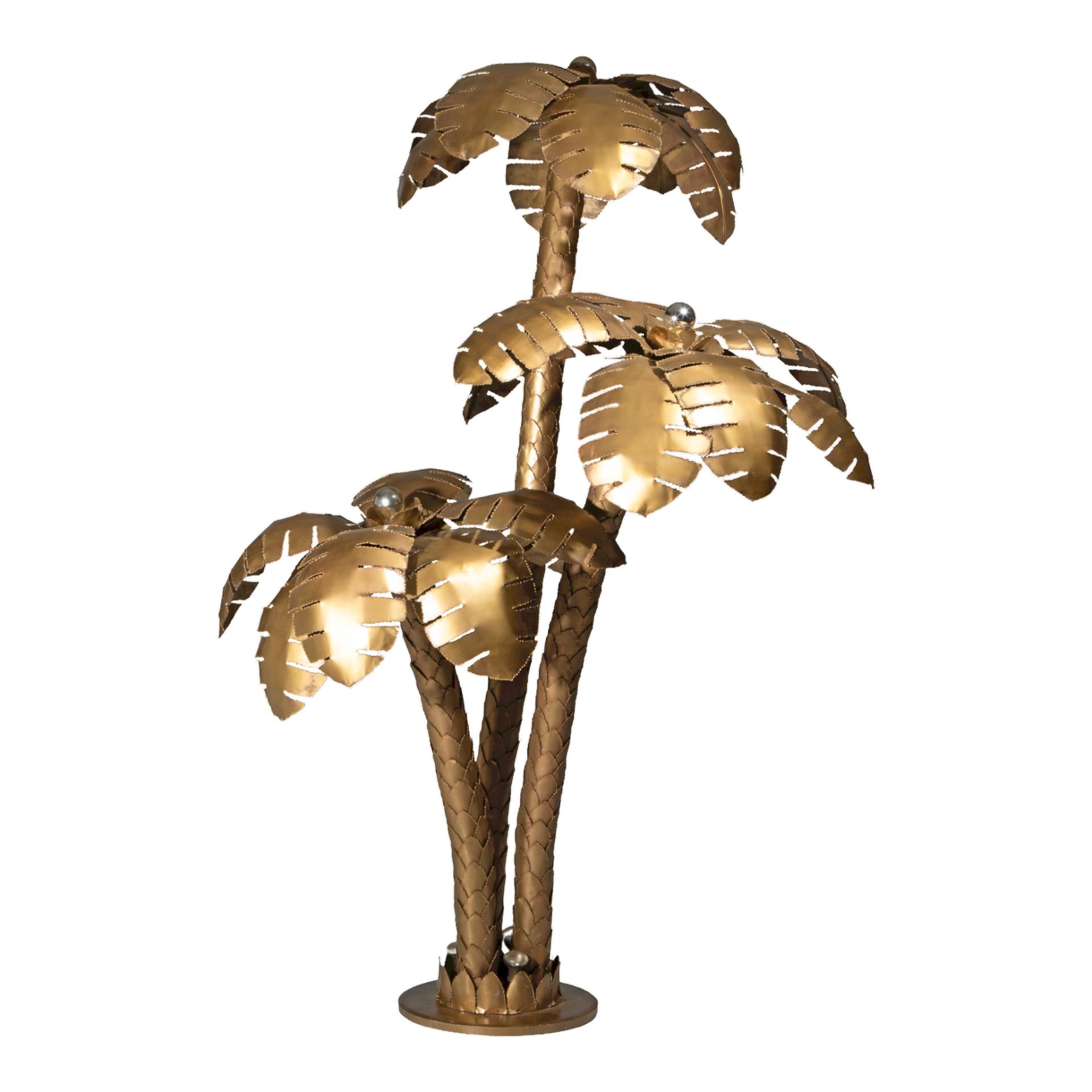 A vintage decorative copy of a palm tree lamp, in the Maison Jansen manner, '70s/80s, H 185 cm - Image 7 of 9