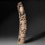 An ivory sculpture of Shou Lao, late Qing/early Republic, H 65 cm, 4100g (+)