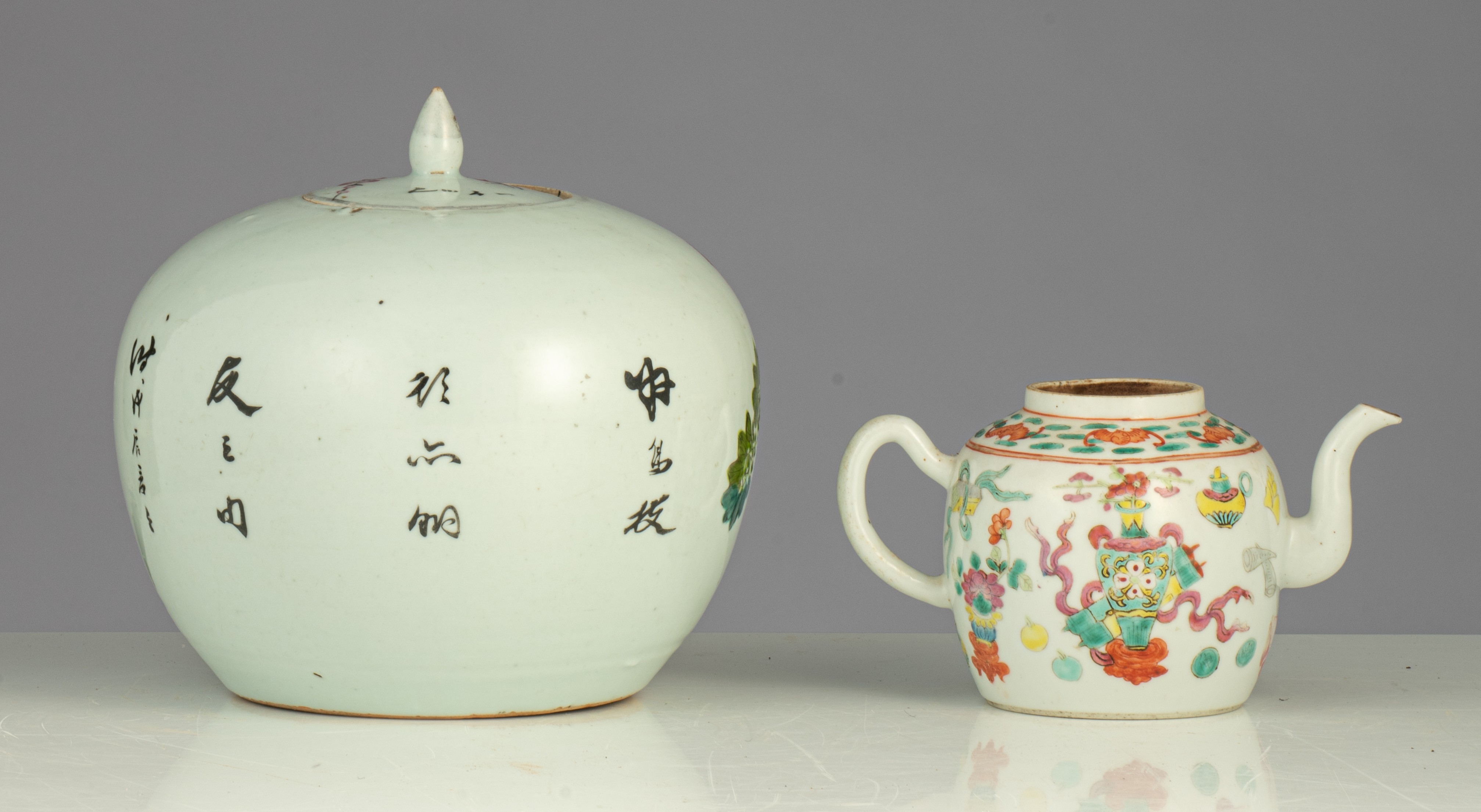 A collection of Chinese 'Prunus on cracked ice' pattern vases and jars, famille rose figures and pot - Image 9 of 37