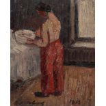 Henri Victor Wolvens (1896-1977), a woman at her toilet, 1933, oil on plywood, 30 x 37 cm