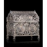 A Historismus silver shrine, undetected hallmarks (possibly Wertheim), H 13,5 cm - weight: 598 g