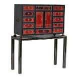 A lacquered, bone-inlaid and tortoiseshell Antwerp cabinet, H 65 - W 99,5 - D 36 cm