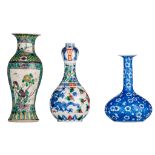 A collection of three Chinese vases, late Qing/Republic period, tallest H 25 cm