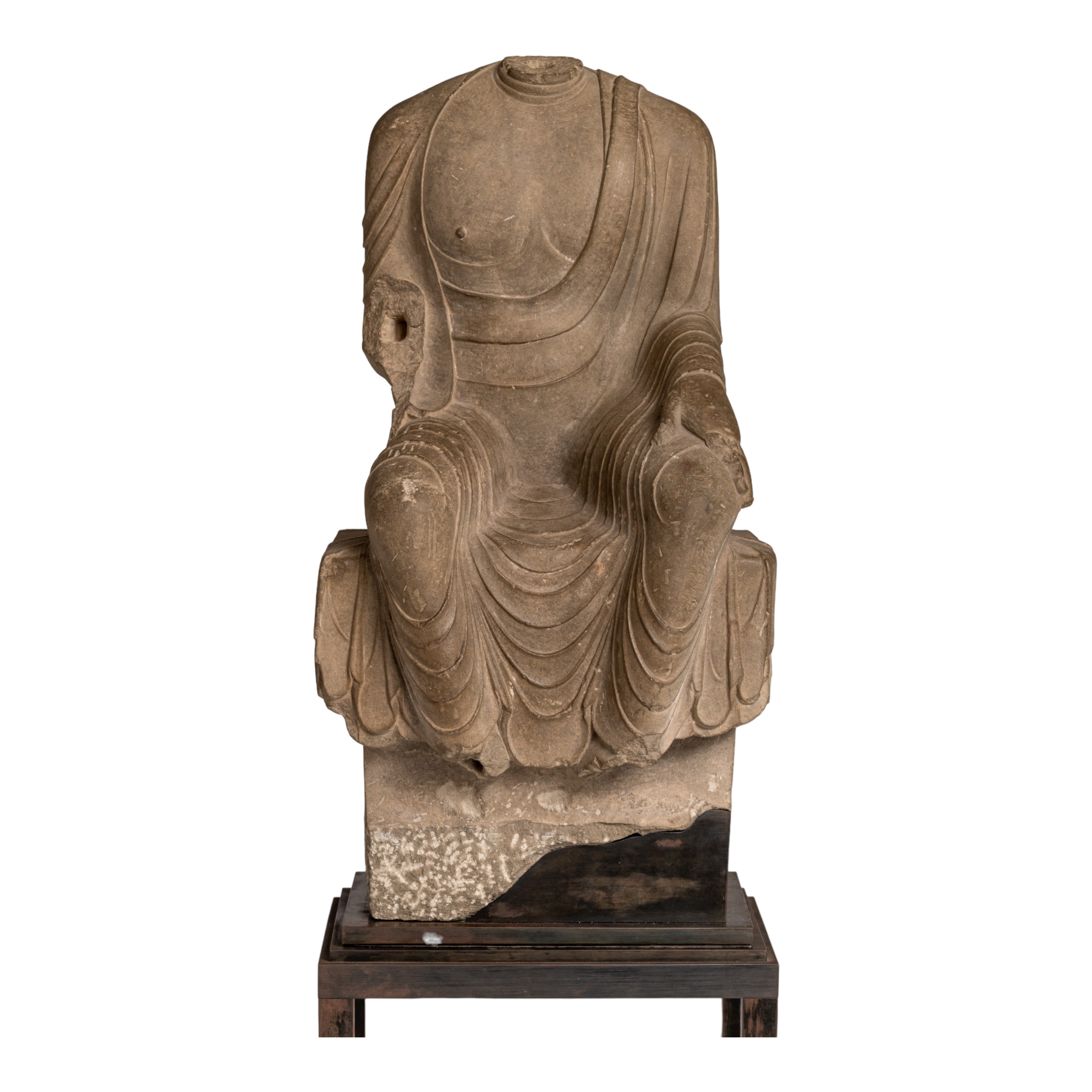 PREMIUM LOT - Full registration and deposit is needed. A Chinese grey limestone figure of a seated - Image 14 of 15