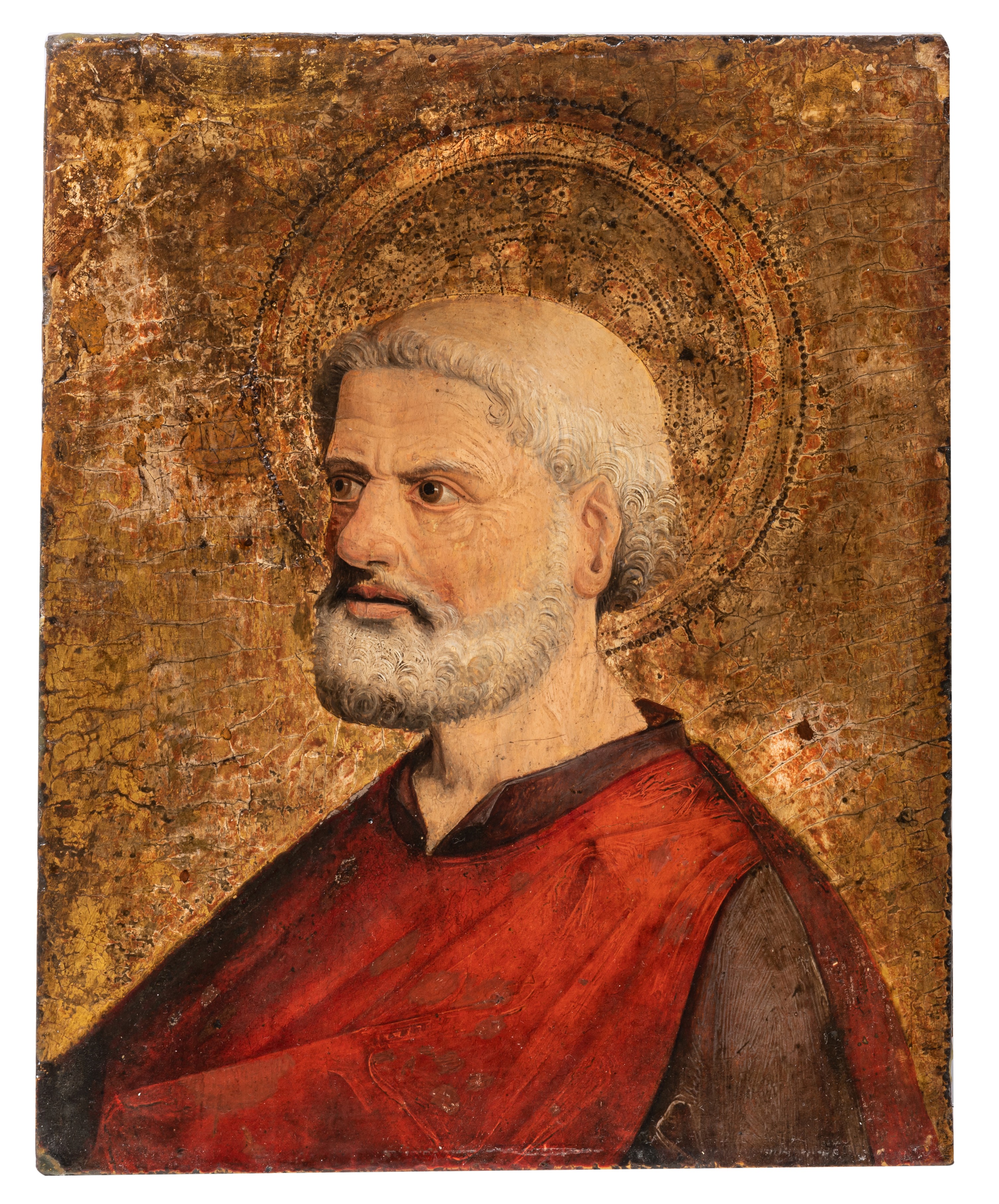 A rare quattrocento portrait of a Saint (Mark), tempera on gold ground wood, 27 x 33 cm