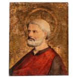 A rare quattrocento portrait of a Saint (Mark), tempera on gold ground wood, 27 x 33 cm