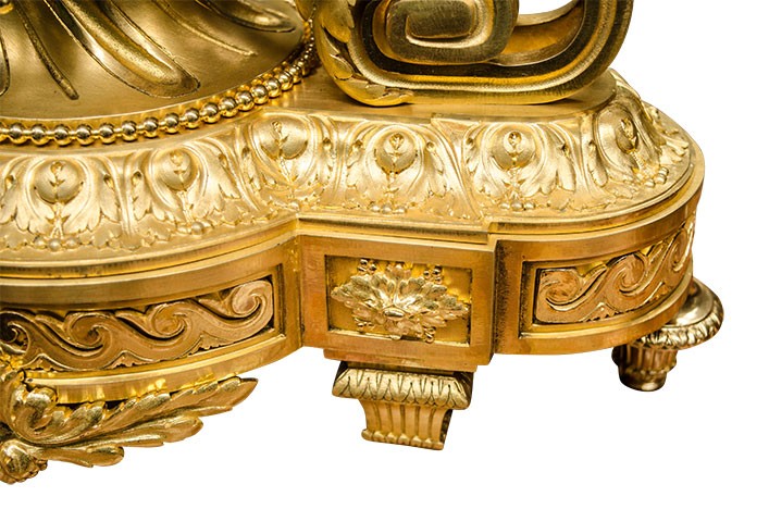 A fine Neoclassical gilt bronze mantle clock, signed F. Barbedienne, H 50 - W 40 cm - Image 4 of 6