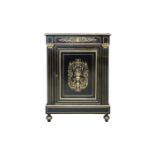 A Napoleon III ebonised cabinet, with inlaid brass decoration, H 110 - W 80 - D 39 cm