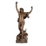 Raoul Verlet (1857-1923), 'The sorrow of Orpheus', patinated bronze, H 62 cm