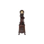 A monumental figural carved grandfather clock, signed 'M. Fabian', H 217 cm