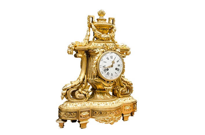 A fine Neoclassical gilt bronze mantle clock, signed F. Barbedienne, H 50 - W 40 cm - Image 2 of 6