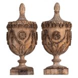 A pair of Gustavian wooden trophies, 18thC, H 77 cm