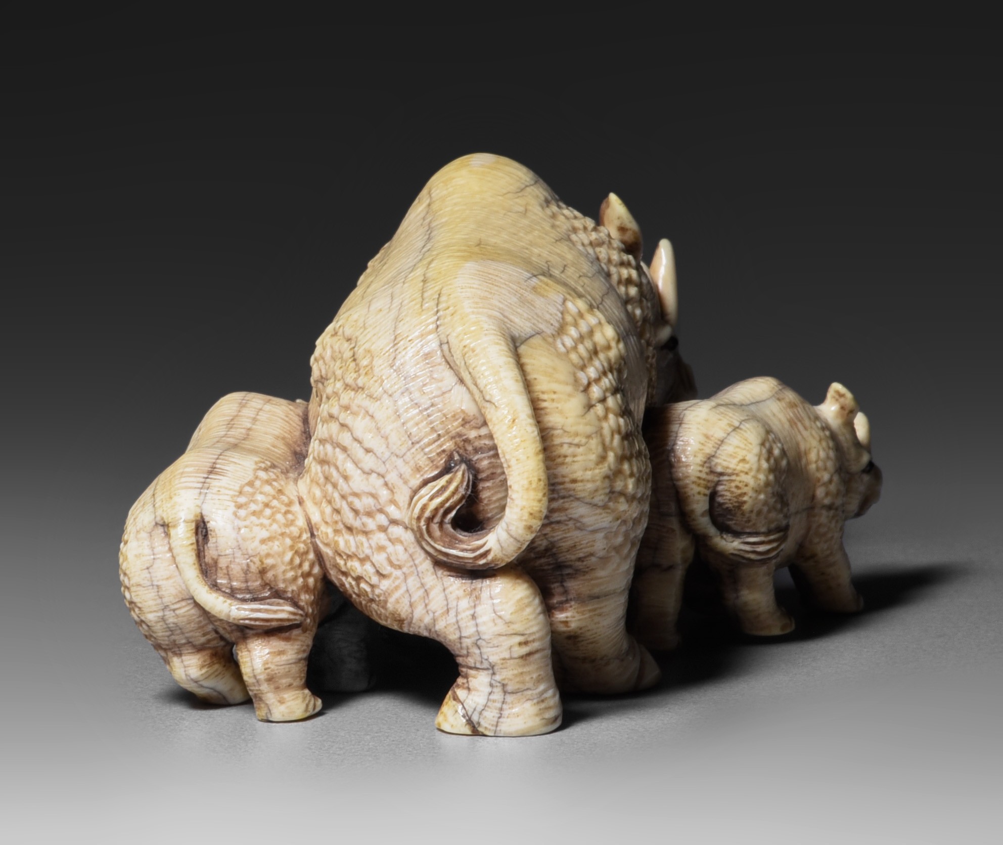 Two Japanese ivory okimono of wild animals, Edo/Meiji period, 144g - 156g (+) - Image 5 of 15