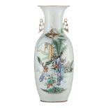 A Chinese famille rose figural vase, Republic period, H 57 cm