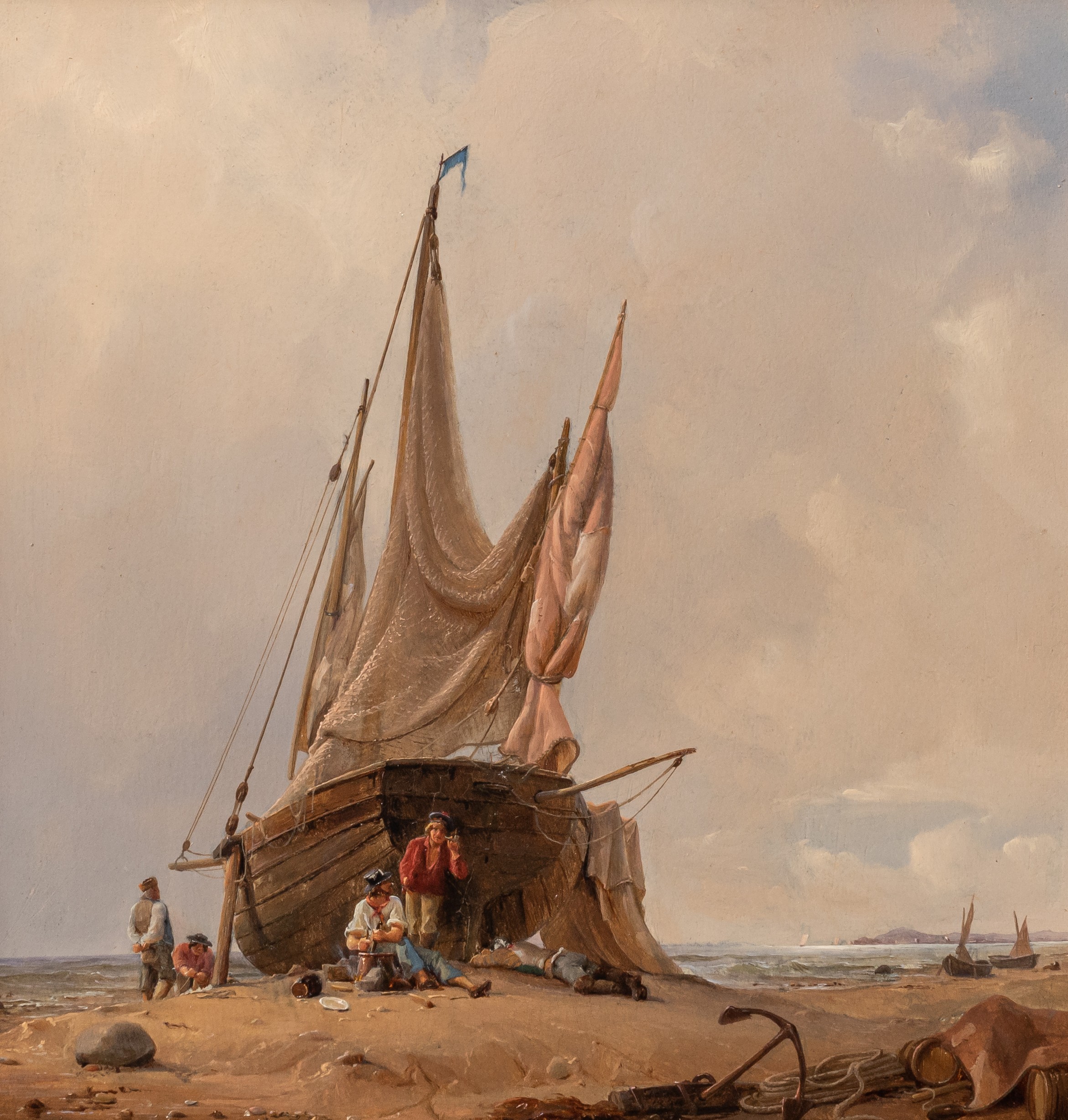 Jacob Jacobs (1812-1879), after the fishing, 1844, oil on panel, 27 x 28,5 cm