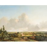 Cornelis Gerrit Verburgh (1802-1879), travellers in a rural landscape, 1841, oil on mahogany, 47 x 6