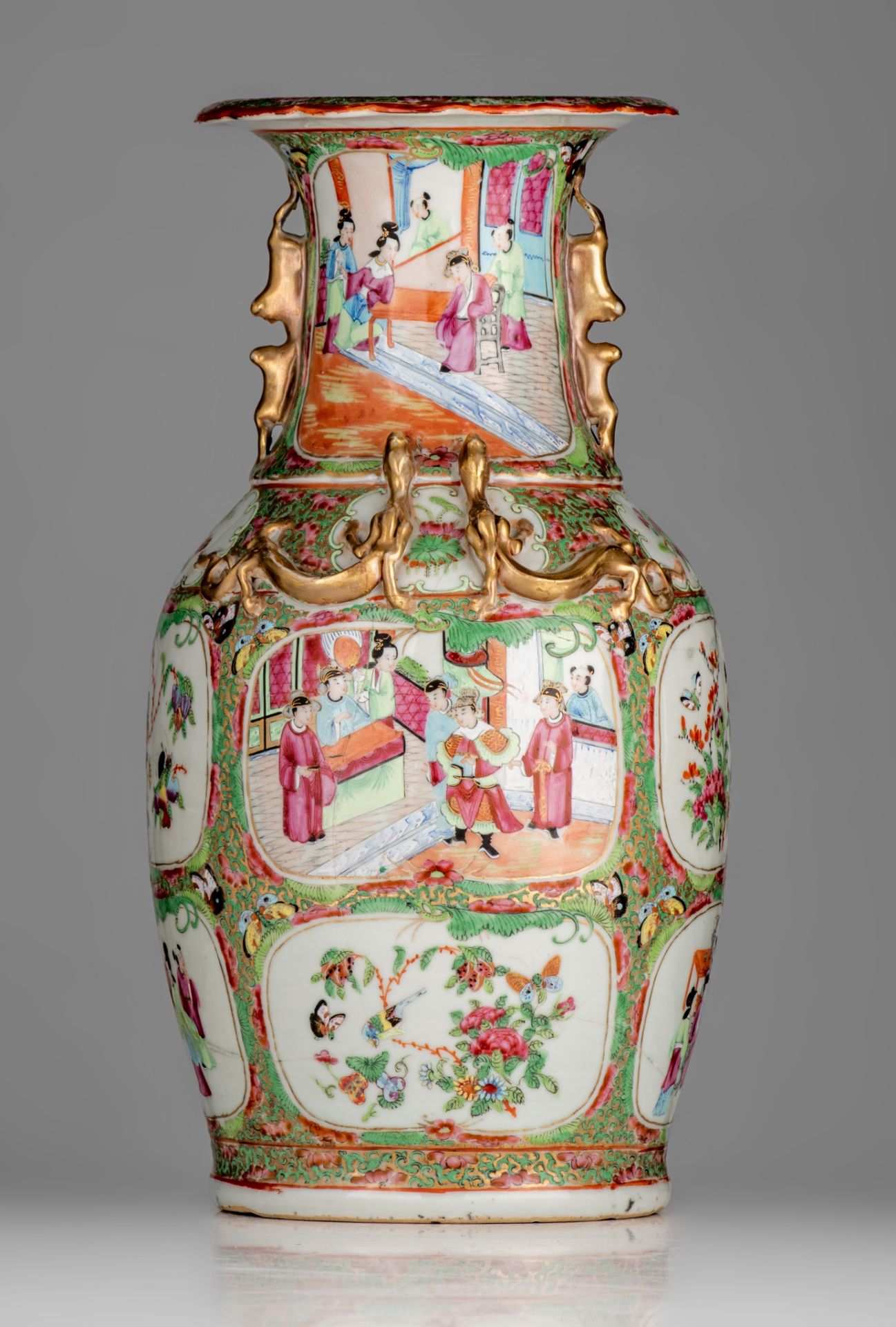 Four Chinese famille rose vases, some with a signed text, 19thC and Republic period, H 42,5 - 43,5 c - Bild 14 aus 20