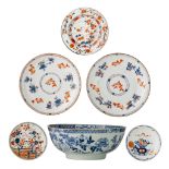 A collection of Chinese Imari and blue and white export ware, 18thC, largest ø 29 cm (6)