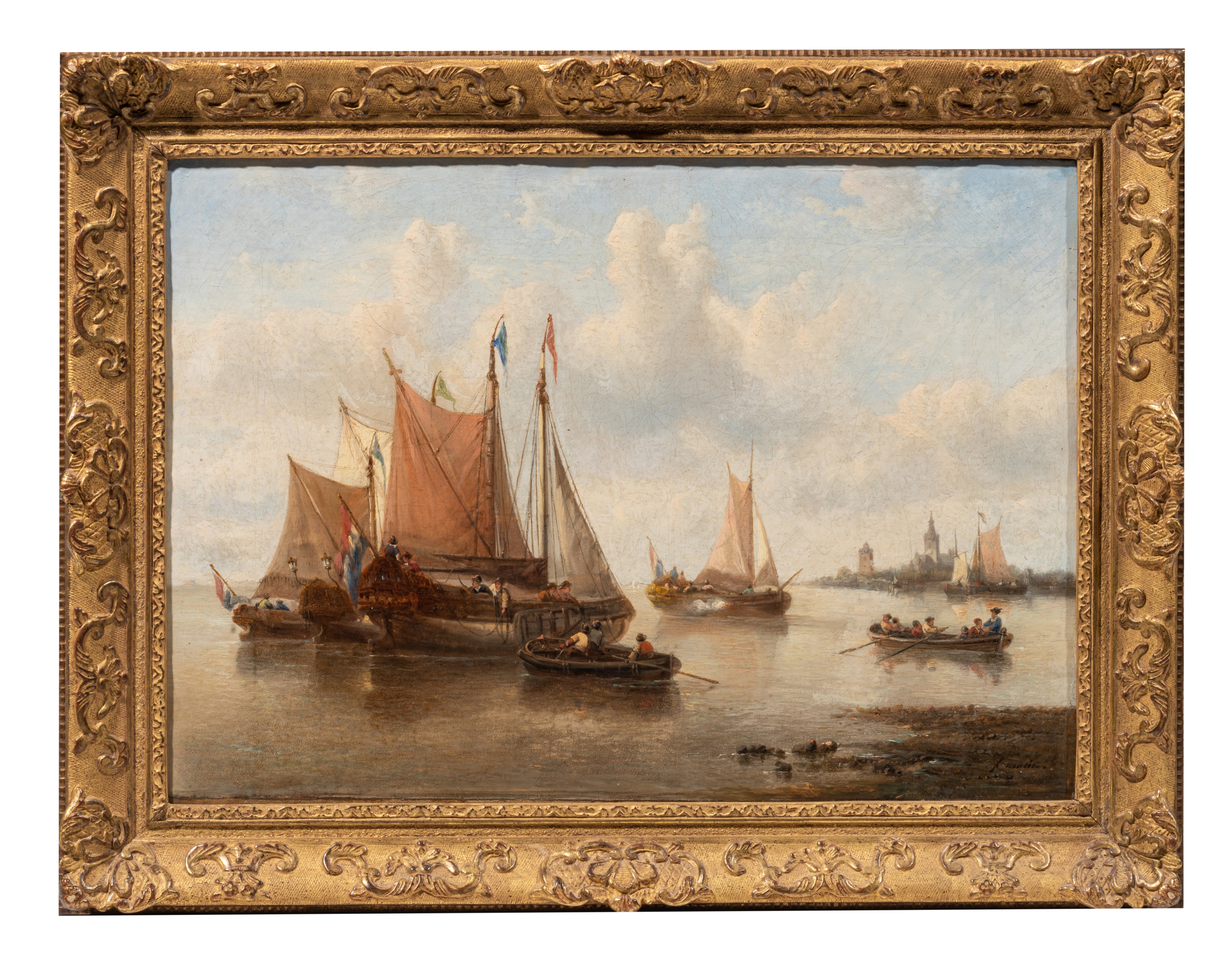 François Musin (1820-1888), marine, oil on canvas, 34 x 48 cm - Image 2 of 6