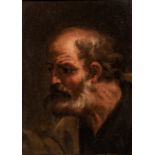 After Jacob Jordaens (1593-1678), the head of a bearded man, possibly an apostle, 17thC, oil on canv
