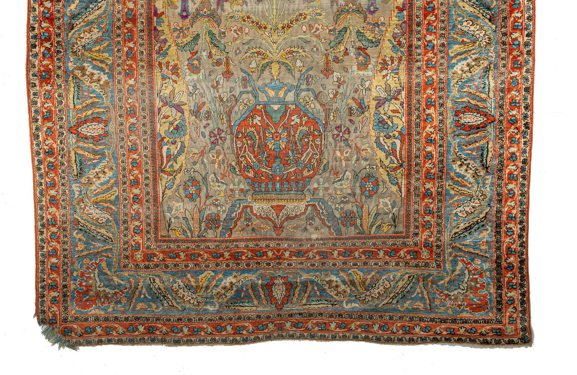 A Persian 'vase carpet', silk, 140 x 235 cm - Image 3 of 14