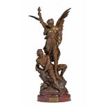 Emile Louis Picault (1833-1915), 'Le Génie du Progrès', patinated bronze, H 91 cm