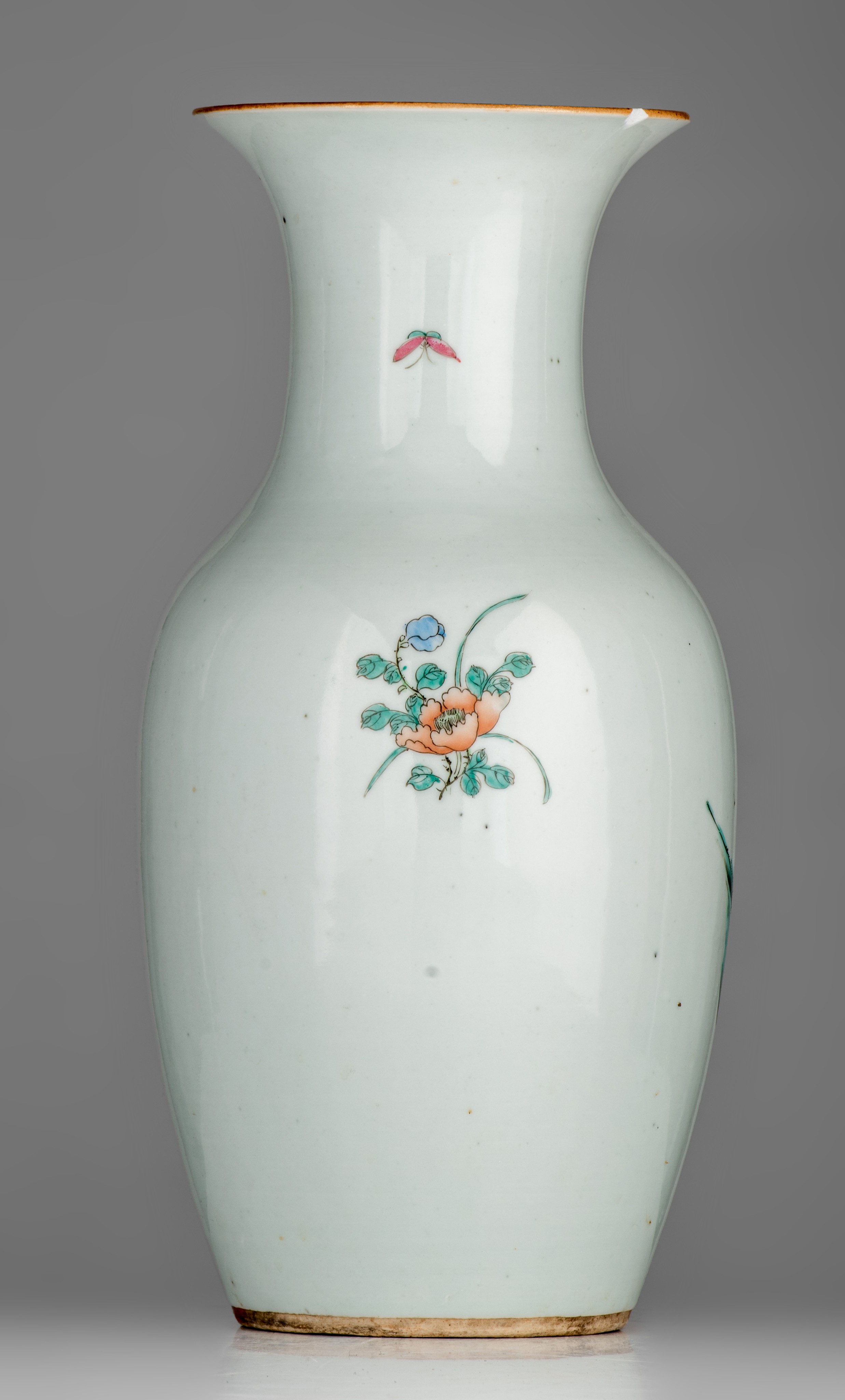 Four Chinese famille rose vases, some with a signed text, 19thC and Republic period, H 42,5 - 43,5 c - Image 4 of 20