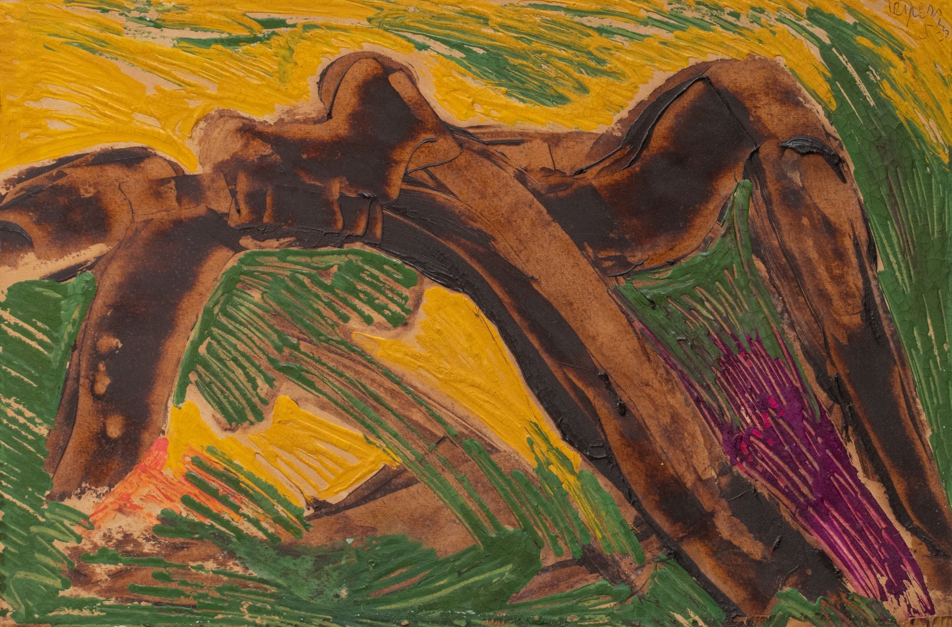 Floris Jespers (1889-1965), reclining nude, 1953, oil on paper, 31 x 46 cm