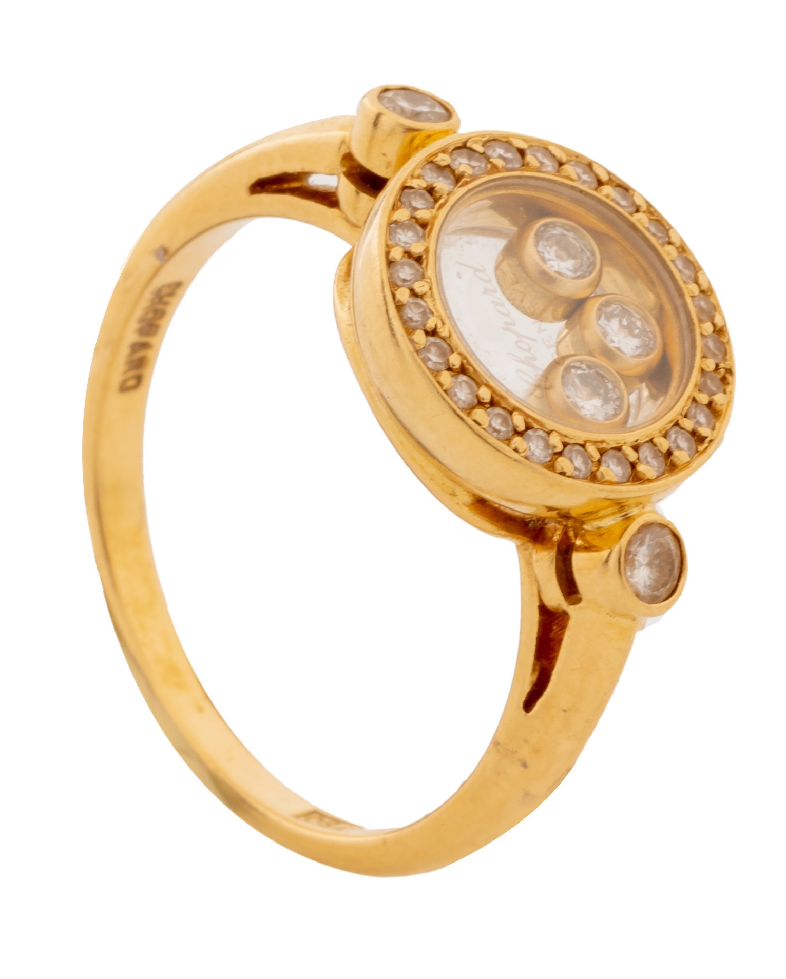 A Chopard 18ct yellow gold ring, set with brilliant-cut diamonds, 5,3 g (+) - Image 3 of 7