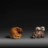 Two ivory netsuke/okimono of animals, 42g - 28g (+)