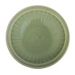 A Chinese Longquan celadon charger, Ming period, ø 32,5 cm