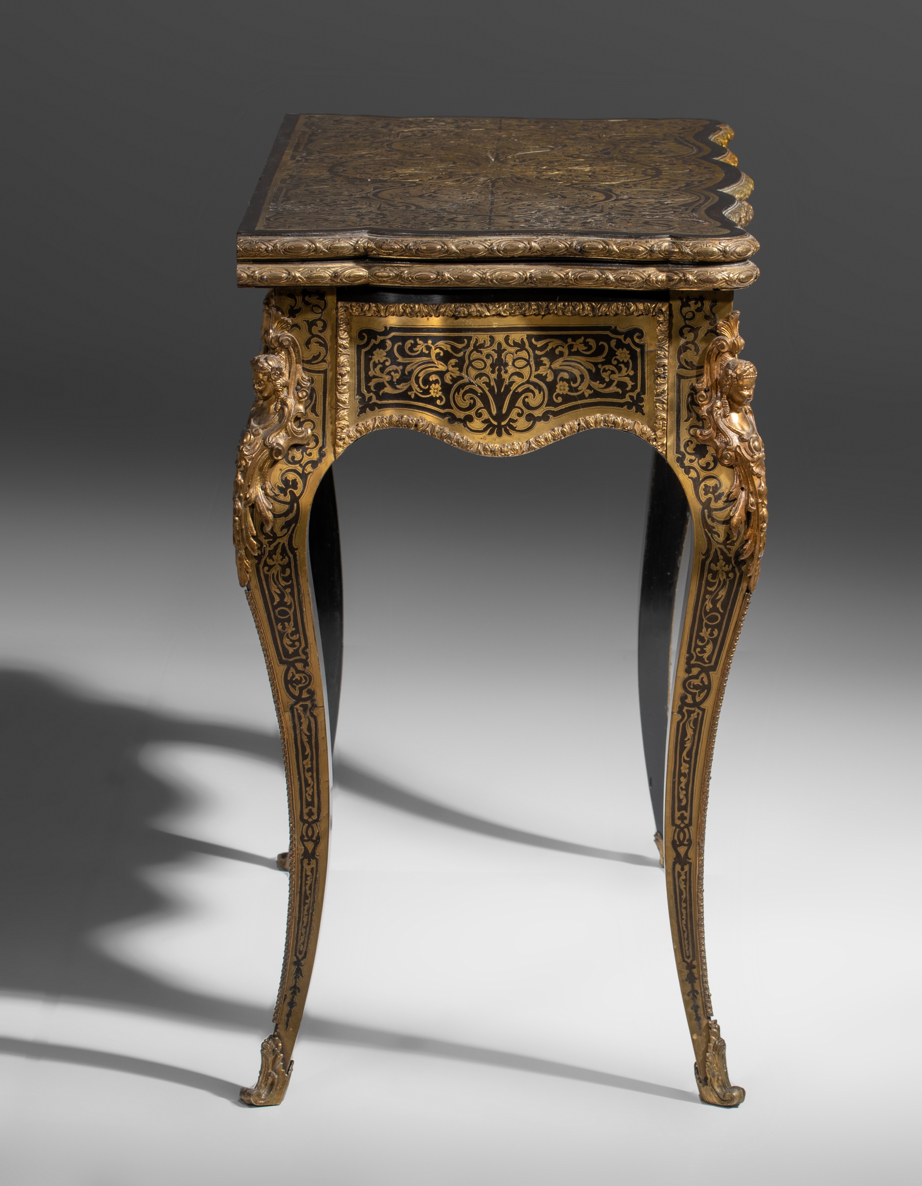 A fine Napoleon III Boulle playing card table, with gilt bronze mounts, H 73 - 75 - W 44 - 88 cm - Image 7 of 10