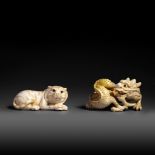 Two ivory okimono of animals of the zodiac, late 19th/early 20thC, 19g - 24g (+)