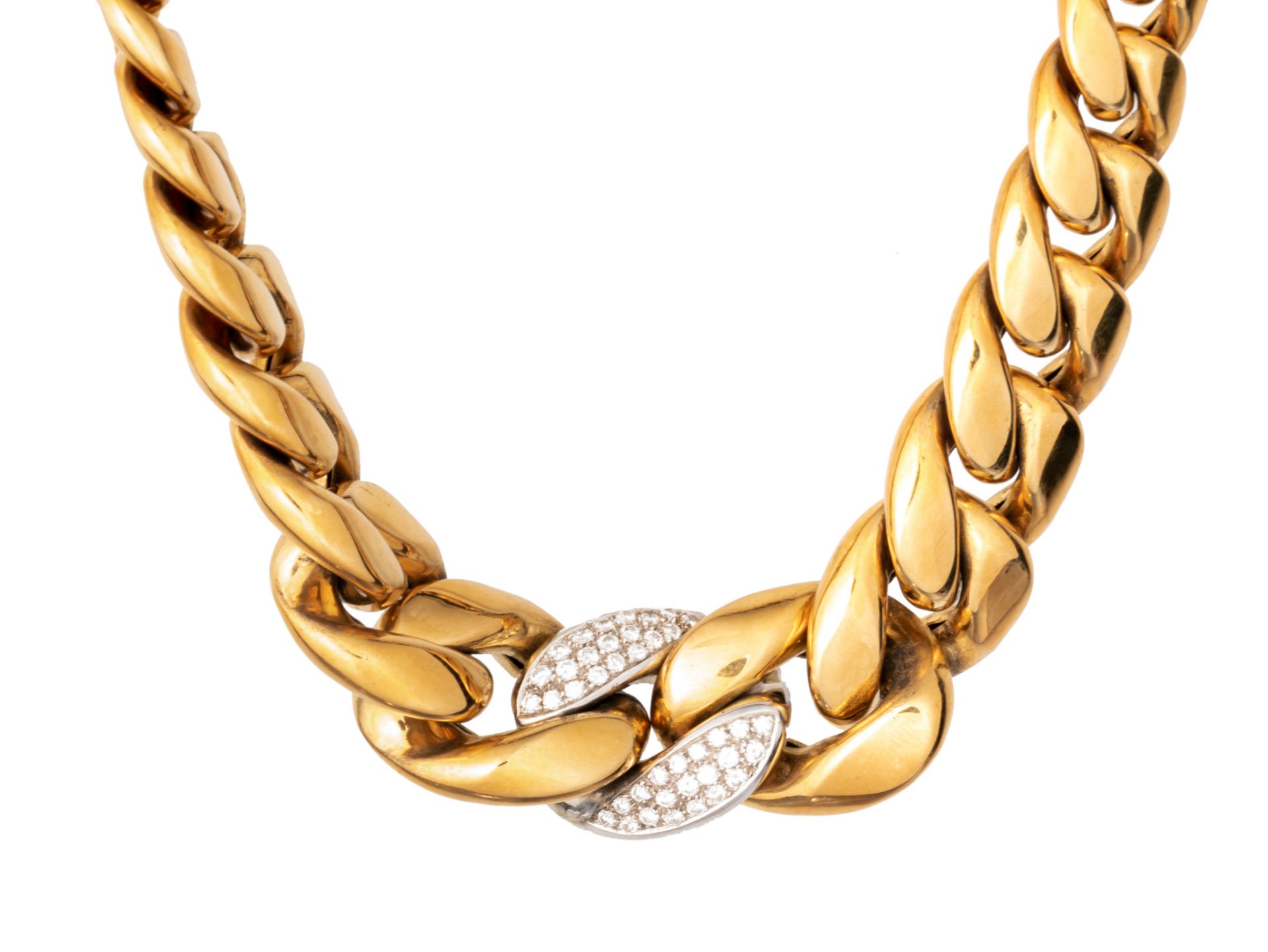 A braided necklace in 18ct yellow gold, set with brilliant-cut diamonds, 157 g - Image 3 of 4