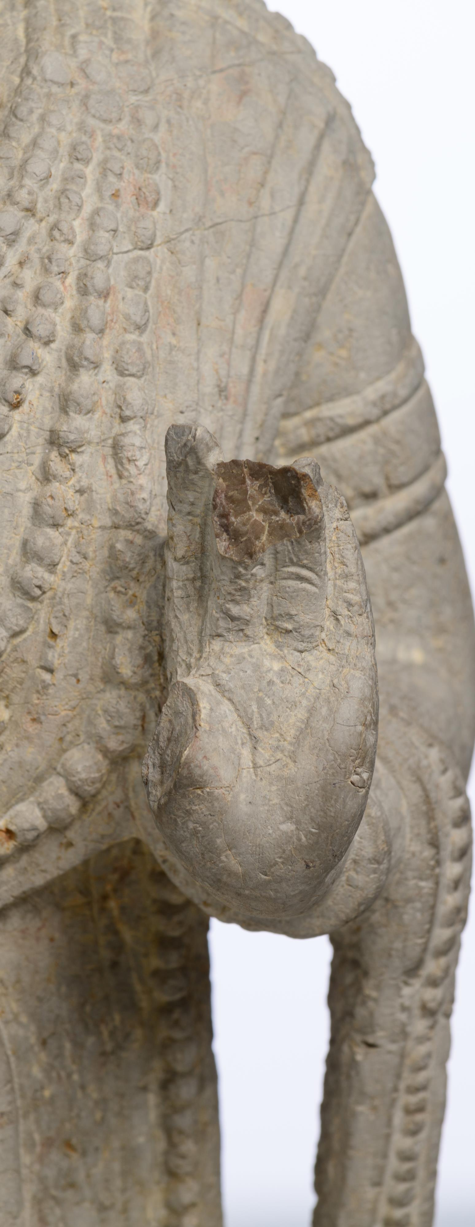 A Chinese grey limestone standing Bodhisattva, H 68 - W 24 cm - Image 9 of 18