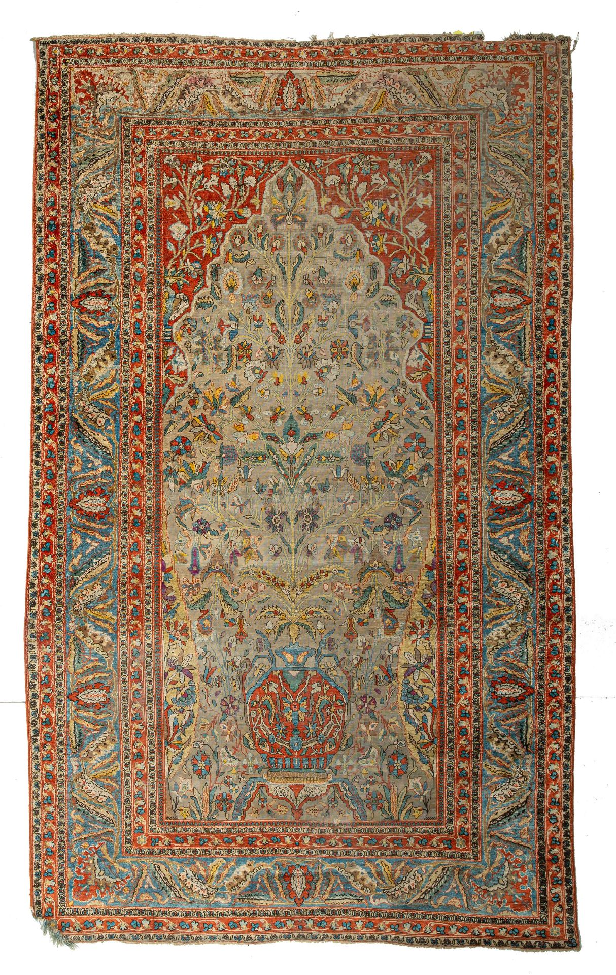 A Persian 'vase carpet', silk, 140 x 235 cm