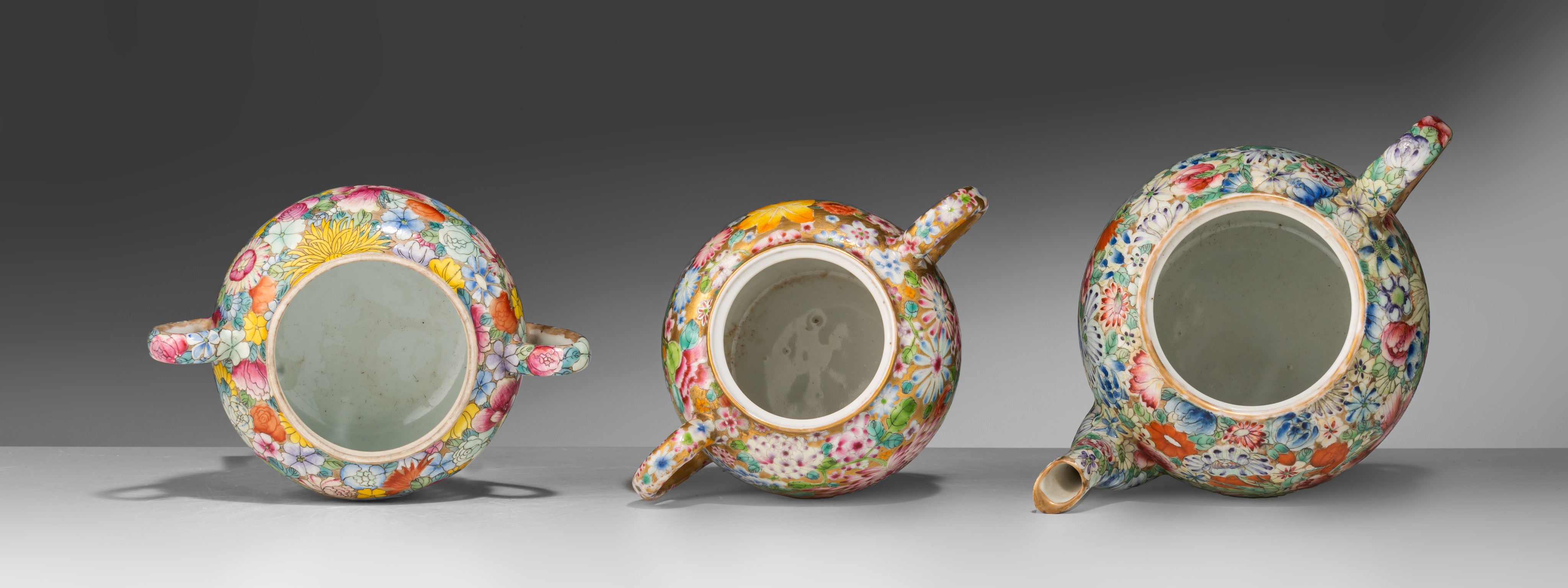 A Chinese famille rose millefleurs pattern coffee set, some marked Guangxu and of the period, some o - Image 6 of 19