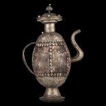 A decorative Sino-Tibetan silver ewer, 20thC, H 34,5 cm