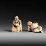 Two Japanese ivory netsuke, Meiji period, 22g - 24g (+)